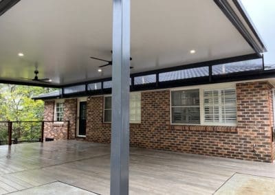 Stratco Cooldek Pergola with Riser Brackets and Composite Deck